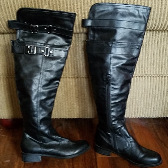 Soda Shoes - Soda Black over knee boots